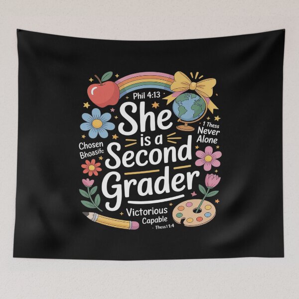 Item preview, She Is A Second Grader Bible Verses Back To School Floral designed and sold by FndPardaL.