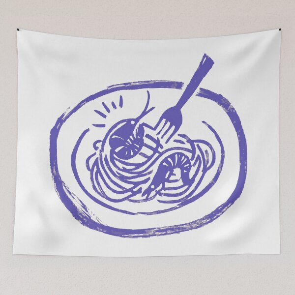 Item preview, Blue Shrimp & Spaghetti Doodle designed and sold by Ramona-Gliga.