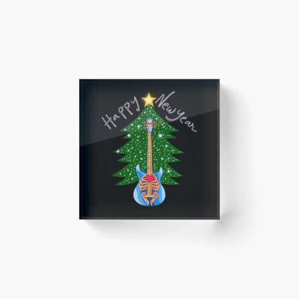 Item preview, Funny Heavy Metal Skeleton Guitar Christmas Tree Tee - Rocker Musician Gift designed and sold by CREEPY CRAZE.