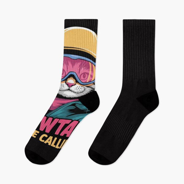 Item preview, Skiing Cat Gift Snowboarder Accessories The Meowtains Are Calling Cat Ski Snowboard designed and sold by GalaFunny.