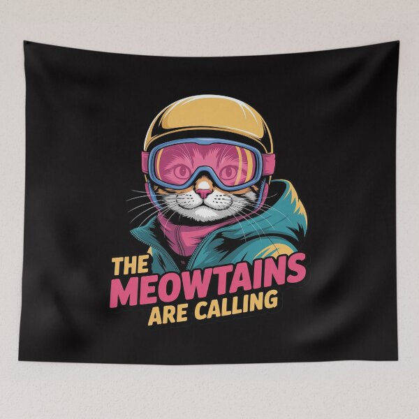 Item preview, Skiing Cat Gift Snowboarder Accessories The Meowtains Are Calling Cat Ski Snowboard designed and sold by GalaFunny.