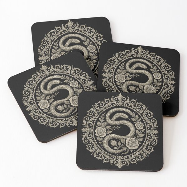 Item preview, Gothic Serpent and Roses – Ornate Baroque Snake Circle designed and sold by Mouraludia.