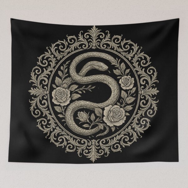 Item preview, Gothic Serpent and Roses – Ornate Baroque Snake Circle designed and sold by Mouraludia.