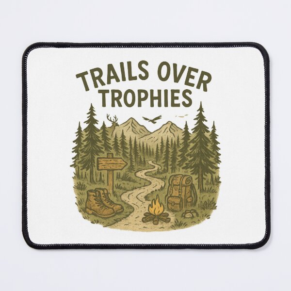 Item preview, Trails Over Trophies – Rustic Hiking Adventure Sticker designed and sold by inkoutninja.