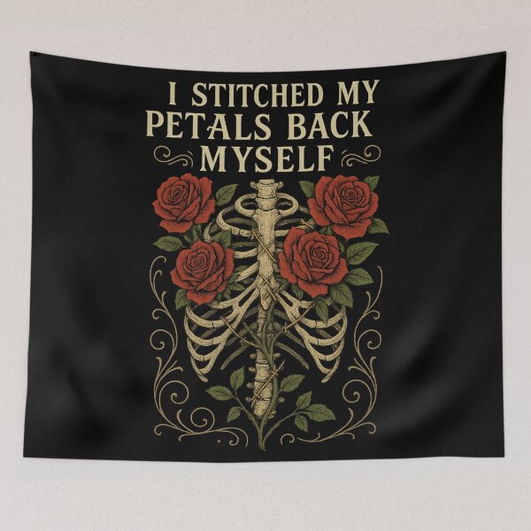 Item preview, I Stitched My Petals Back Myself – Gothic Ribcage with Roses Healing designed and sold by Mouraludia.