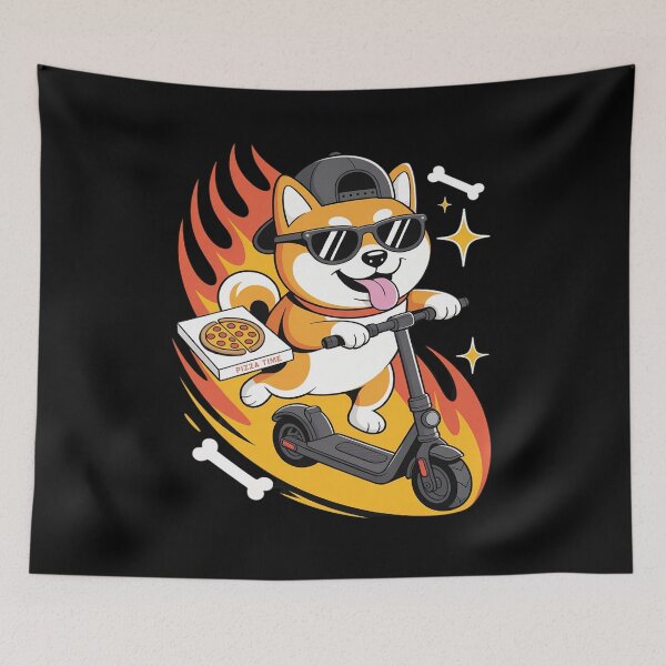Item preview, Shiba Inu Dog Scooter Doggo Core Style Flame Pizz designed and sold by JaskconLIfe23.