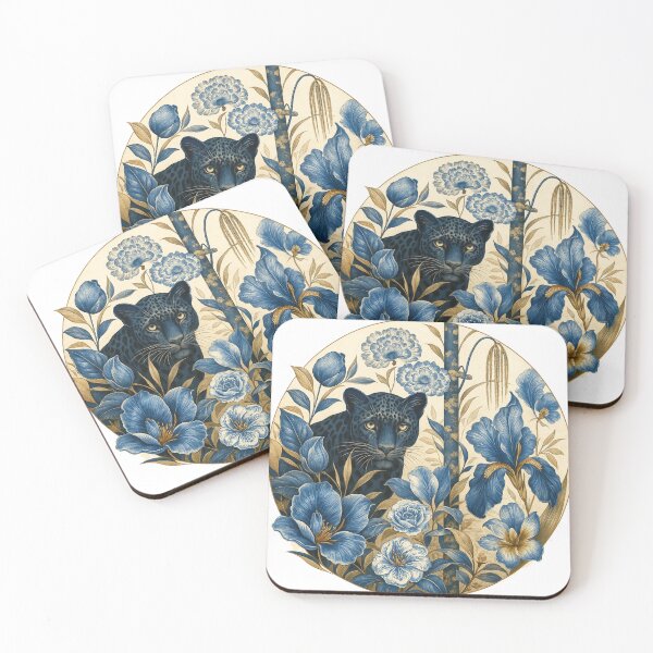 Item preview, Elegant Midnight Panther Floral Art designed and sold by farzan-design.
