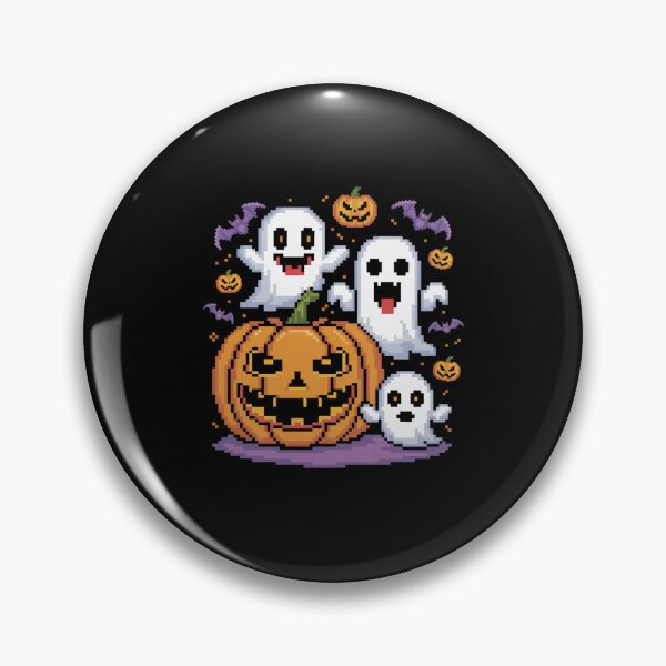 Item preview, Funny Halloween Pumpkin Chasing Ghosts 80s 8 Bit Pixel Art designed and sold by khorbiasieno.