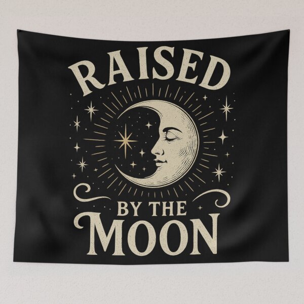 Item preview, Raised By the Moon – Celestial Crescent Moon Witchcore Aesthetic Design designed and sold by Mouraludia.