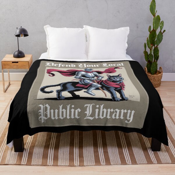 Item preview, Defend Your Local Library Cat Knight Reader Men Women Raglan Baseball Tee designed and sold by milanforbes.