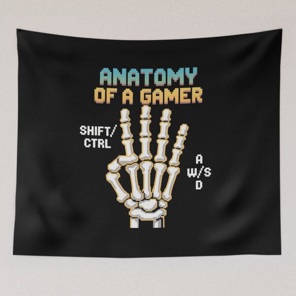 Item preview, Anatomy Of A Gamer Retro Pixel Skeleton Hand Gaming Men designed and sold by marcusry.