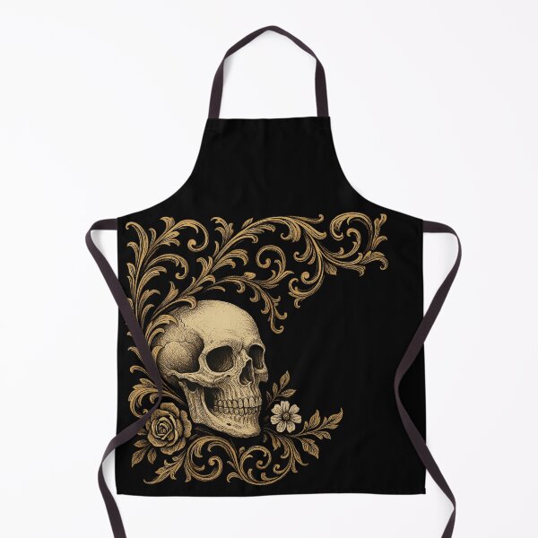Item preview, Gothic Skull with Gold Baroque Filigree – Vintage Rose Macabre Art designed and sold by Mouraludia.