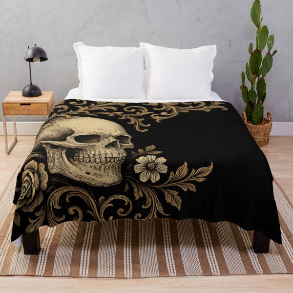 Item preview, Gothic Skull with Gold Baroque Filigree – Vintage Rose Macabre Art designed and sold by Mouraludia.