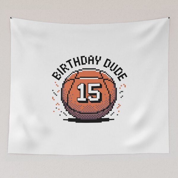 Item preview, 15 Year Old 15th Birthday Dude 8-Bit Pixel Basketball Party designed and sold by estellaken.