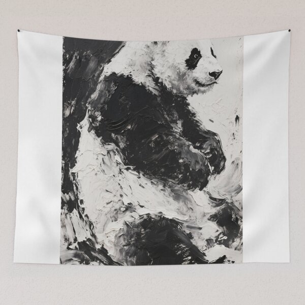Item preview, Textured Black & White Panda Painting Art designed and sold by wangkyxing.