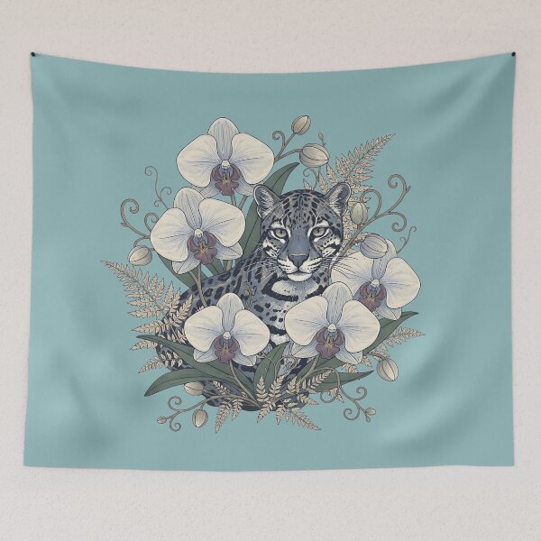 Item preview, Ocelot Resting Among Pale Orchid Blooms designed and sold by BirdsnStuff.
