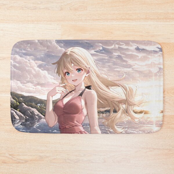 Item preview, Cute Anime Girl at the Beach | Blonde Summer Dress Aesthetic | Soft Ocean Sunset Illustration designed and sold by PixelTeaStudio.