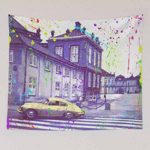 Item preview, Retro Porsche Crossing – Copenhagen Pop-Art Splashscape designed and sold by Flower Magic .