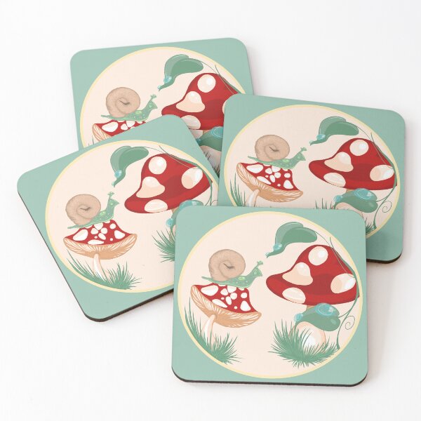 Item preview, Cottage core toadstools and a thirsty snail designed and sold by MissMannaB.