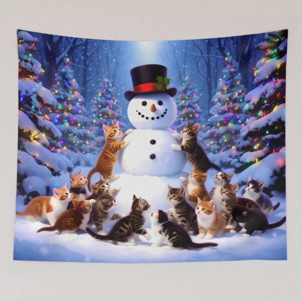 Item preview, Kittens Love Snowmen designed and sold by Lava Tigers Art.