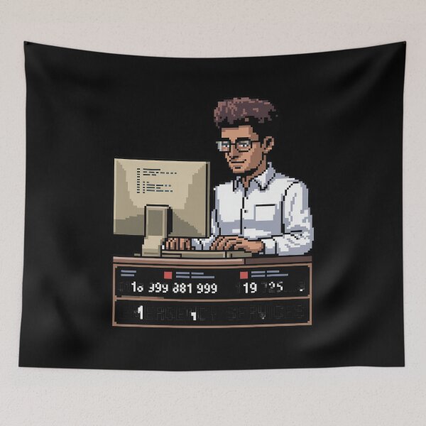 Item preview, Funny Retro Pixel Art Emergency Number designed and sold by khorbiasieno.