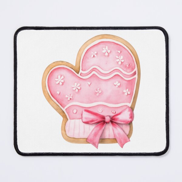 Item preview, Watercolor Pink Mitten Cookie with Bow – Coquette Christmas Winter Aesthetic designed and sold by DivinePassion.