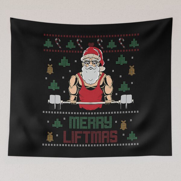Item preview, Merry Liftmas Ugly Christmas 	 Weightlifting Gym Santa designed and sold by JanisPenelope.