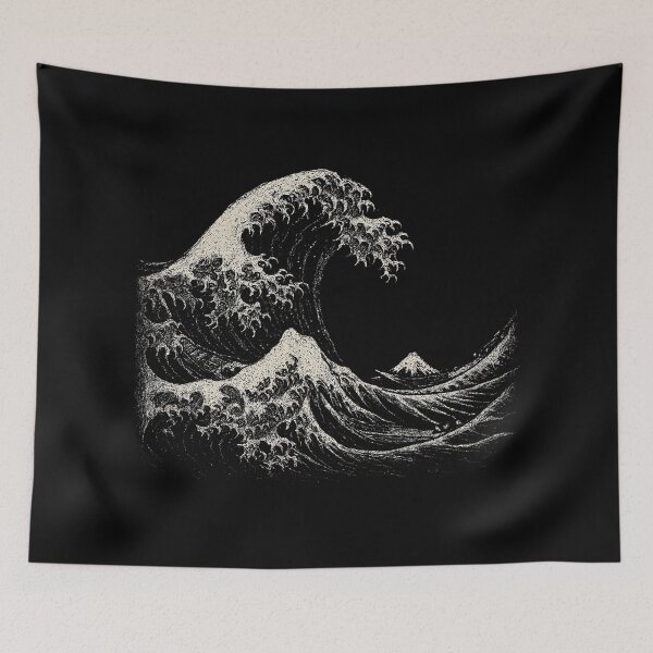 Item preview, The Great Wave off Kanagawa Dark Vintage Engraving designed and sold by Mortisigil.