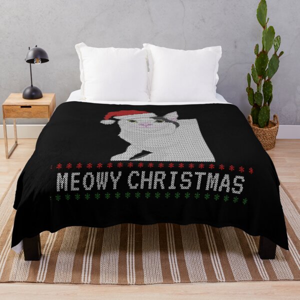 Item preview, Meowy Christmas – Cute Smiling Cat in Holiday Beanie (Ugly Sweater Style) designed and sold by LicencaPoetica.