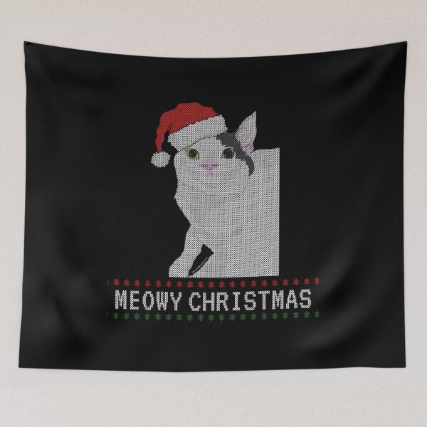 Item preview, Meowy Christmas – Cute Smiling Cat in Holiday Beanie (Ugly Sweater Style) designed and sold by LicencaPoetica.