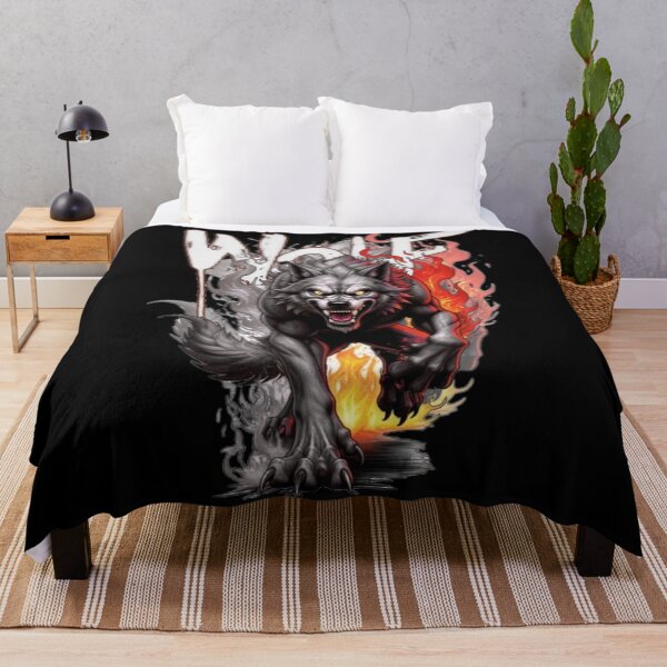 Item preview, "Fury Wolf – Dark Fire Beast Illustration designed and sold by Bubble-Bay Shop.