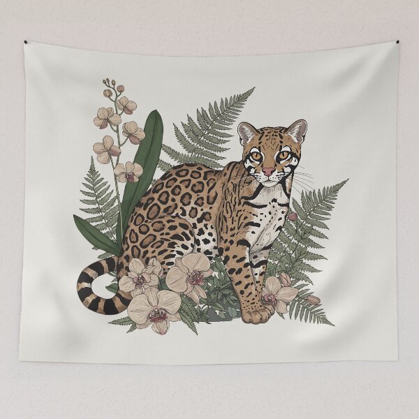 Item preview, Ocelot Posed Among Soft Orchids and Ferns designed and sold by BirdsnStuff.