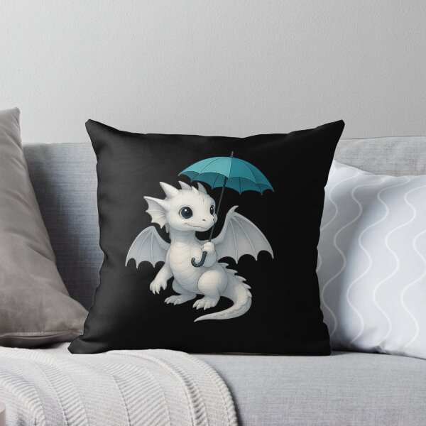 Item preview, Cute Baby White Dragon with Teal Umbrella designed and sold by Hatchling Hollow.