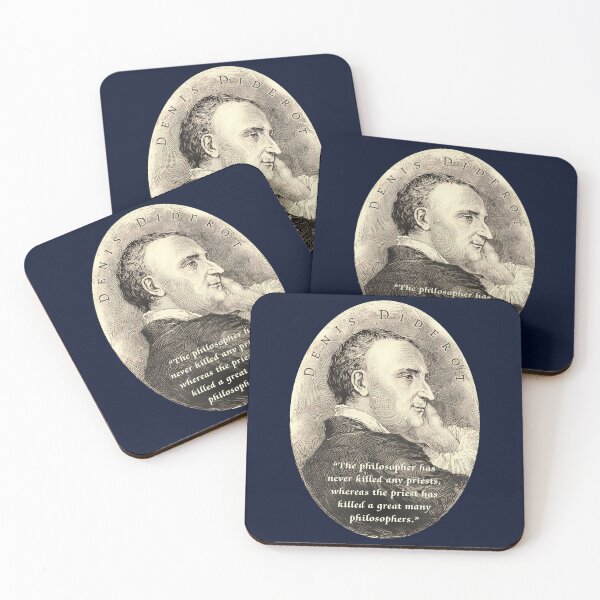 Item preview, Denis Diderot quote: “The philosopher has never killed any priests, whereas the priest has killed a great many philosophers.” designed and sold by artbleed.