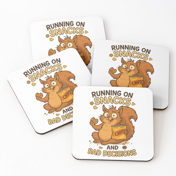 Item preview, Running on Snacks and Bad Decisions – Funny Squirrel Sticker designed and sold by inkoutninja.