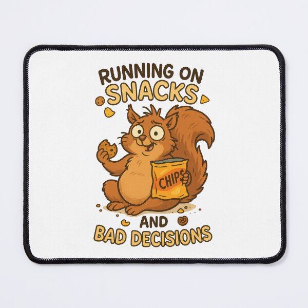 Item preview, Running on Snacks and Bad Decisions – Funny Squirrel Sticker designed and sold by inkoutninja.