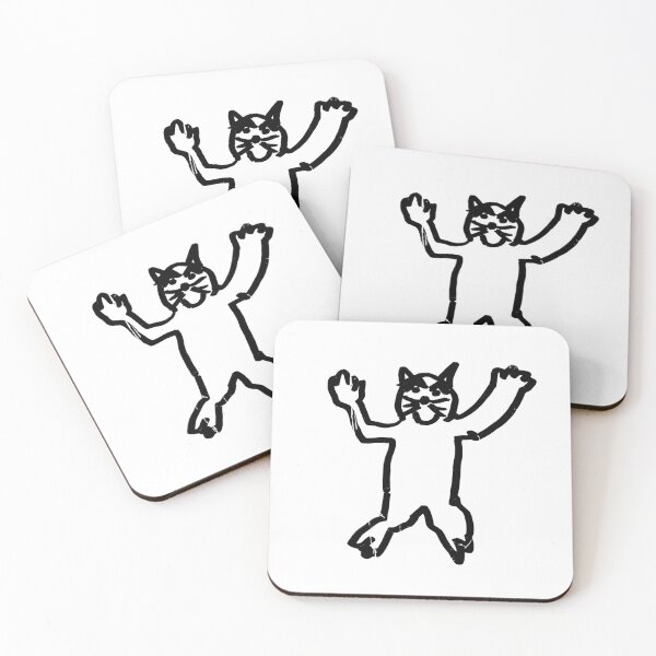 Item preview, Flying Cat Doodle Drawing - Weird Doodle Expressive Cat designed and sold by The Sticker Bureau.