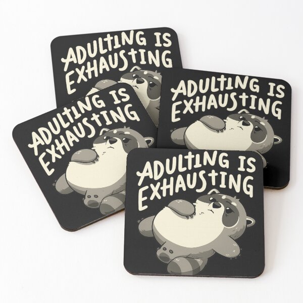 Item preview, Cute Tired Raccoon “Adulting Is Exhausting” Cartoon designed and sold by haitrieuic96.