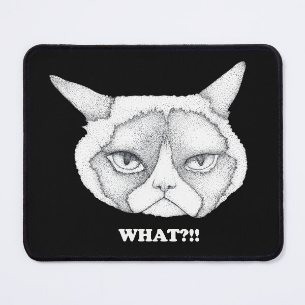 Item preview, Stippled Grumpy Cat – WHAT?!! Sarcastic Meme Art designed and sold by Flower Magic .