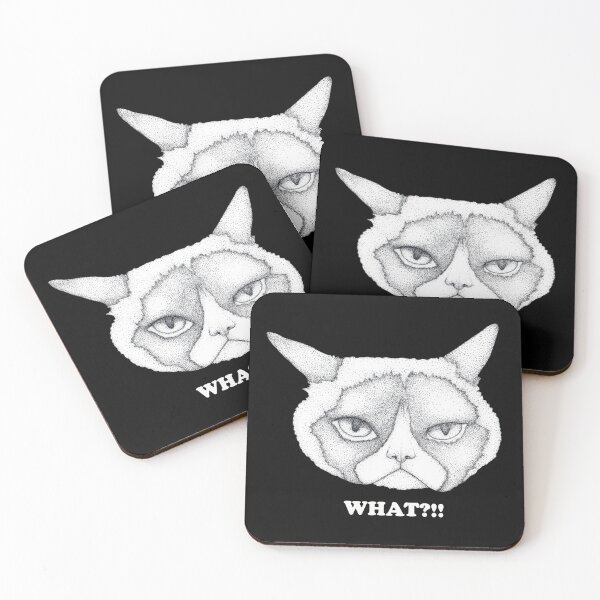 Item preview, Stippled Grumpy Cat – WHAT?!! Sarcastic Meme Art designed and sold by Flower Magic .