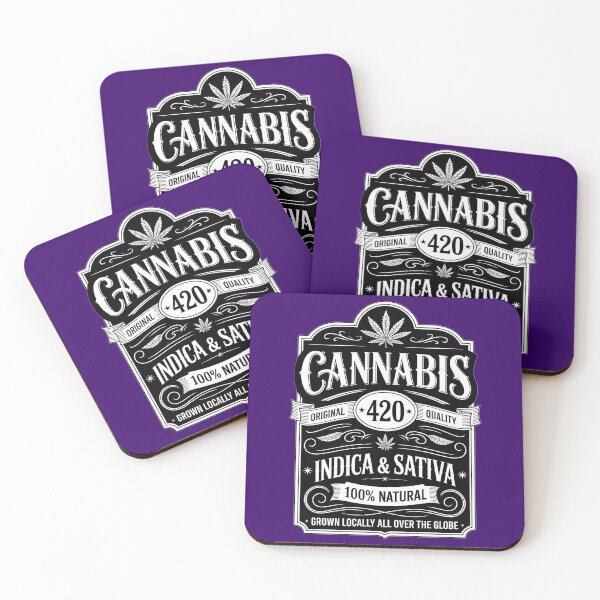 Item preview, CANNABIS 420 - Indica & Sativa - Vintage Style MARIJUANA Label Design designed and sold by CannaCreative.