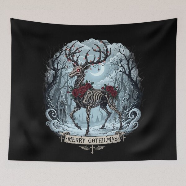 Item preview, Merry Gothicmas Skeleton Reindeer designed and sold by SoulenCify.