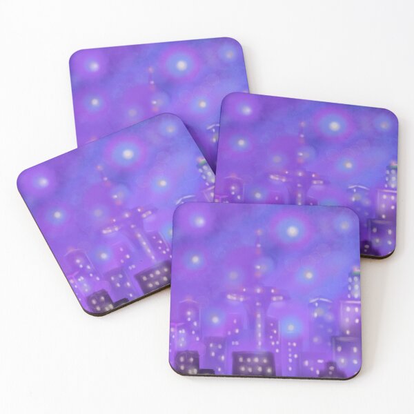 Item preview, Vapor Tower: Electric Purple Synthwave Cityscape Art designed and sold by CozyCreatureCo.