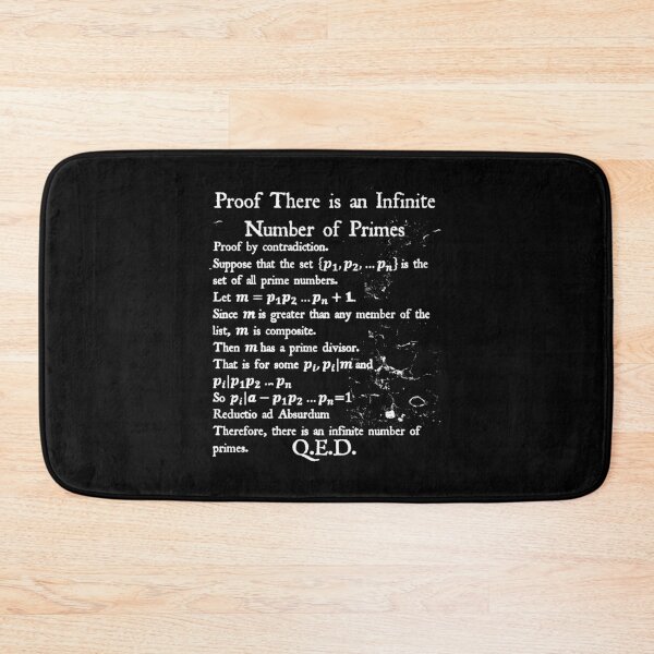 Item preview, Nerdy Vintage Proof of Infinite Primes Math Teacher White Text designed and sold by MathWare MathClips.