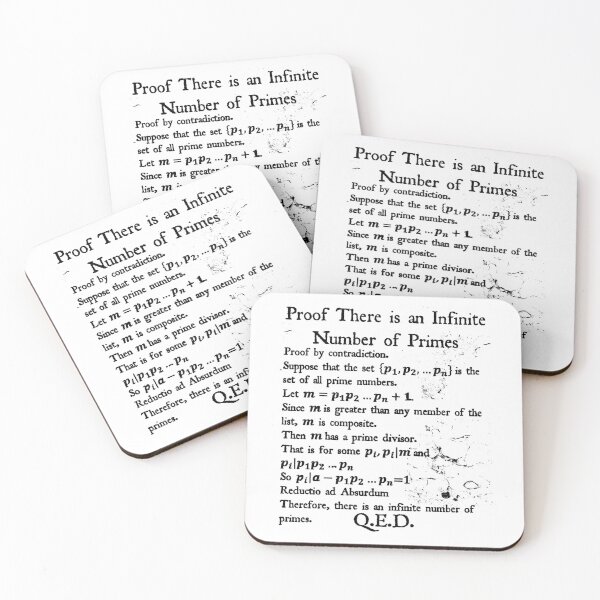 Item preview, Nerdy Vintage Proof of Infinite Primes Math Teacher Black Text designed and sold by MathWare MathClips.