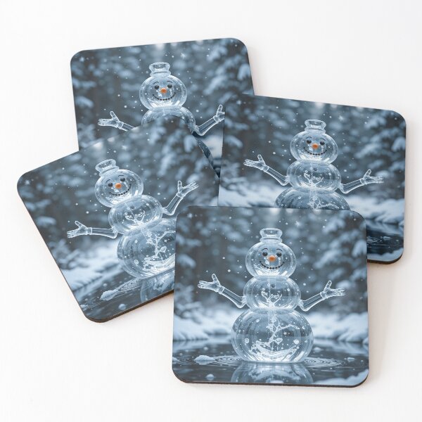 Item preview, Enchanted Ice Snowman – Magical Winter Figure Made of Crystal-Clear Ice designed and sold by PixelVibe782.