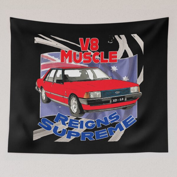 Item preview, Red XD V8 Muscle Reigns Supreme Aussie Car Art designed and sold by Michael van der Hoorn.