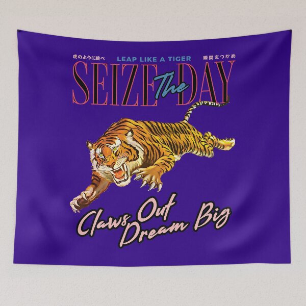 Item preview, Leap Like a Tiger - SEIZE THE DAY - Claws Out Dream Big | Vintage Circus Animal Design designed and sold by EclecticArts.