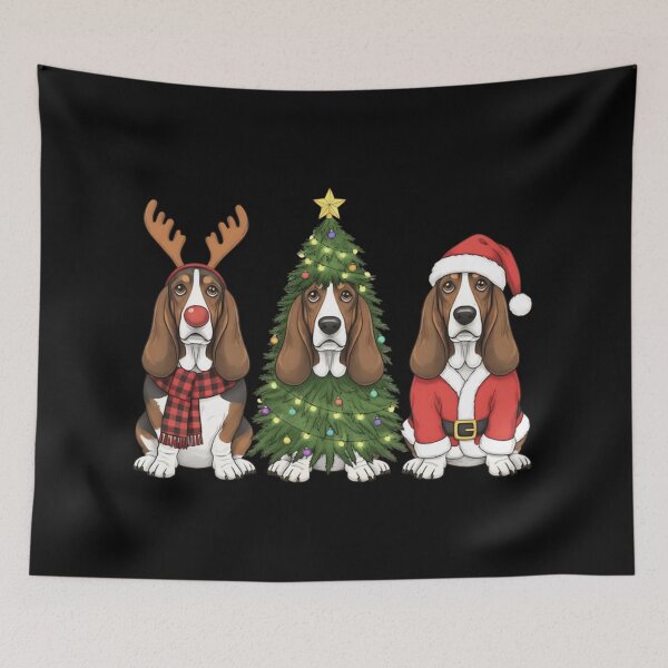 Item preview, Cute Basset Hounds Christmas Dogs Trio Funny Holiday Festive Outfits designed and sold by Chaya Reid.