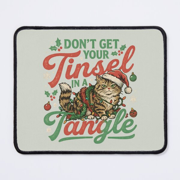Item preview, Don't Get Your Tinsel in a Tangle - Funny Christmas Cat Pun designed and sold by AwesomeBeyondLimits.